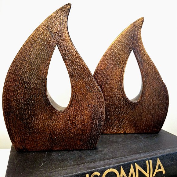 Ben Seibel for Jenfred 'Flame' Brass Bookends, 1950's Jenfredware Sculptural Boo - Picture 6 of 11